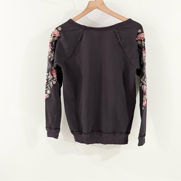 Knox Rose Embroidered Sleeve Sweatshirt Gray Size XS - Picture 8 of 8